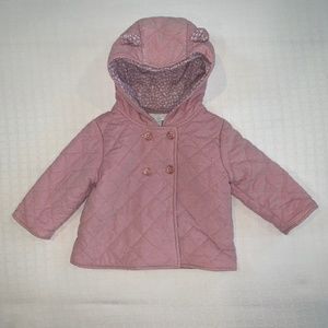 The Little White Company Lilac Corduroy Bear Ears Pea Coat 3-6 months, Warm Soft